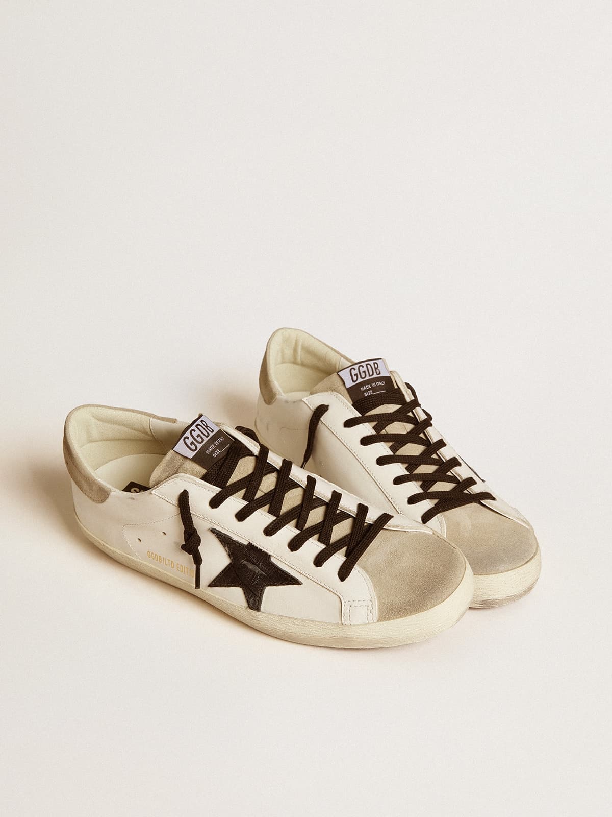 Men's Super-Star with black croc-print leather star and suede inserts