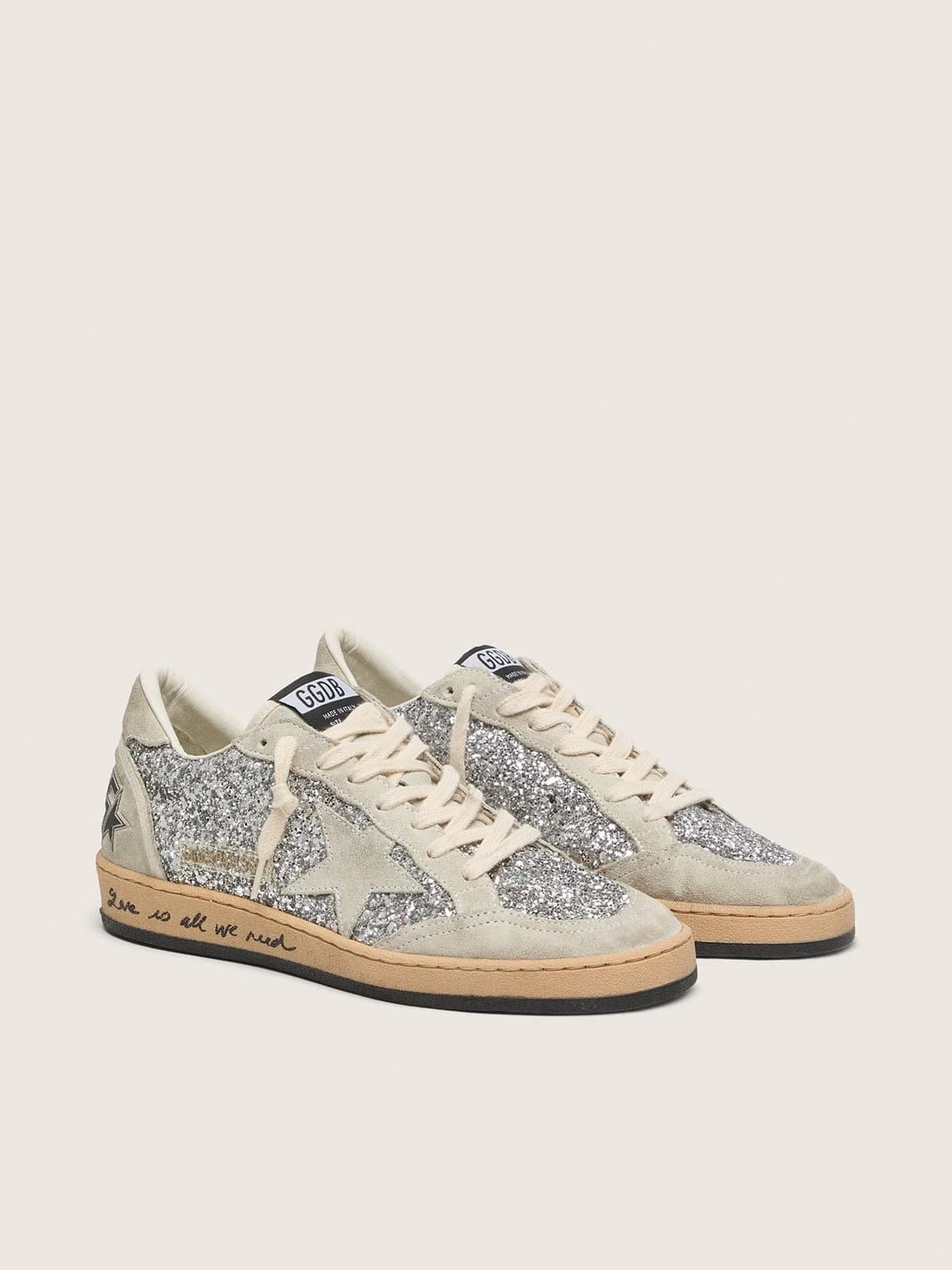 Women’s Ball-Star in silver glitter with ice-gray suede inserts — фото 1