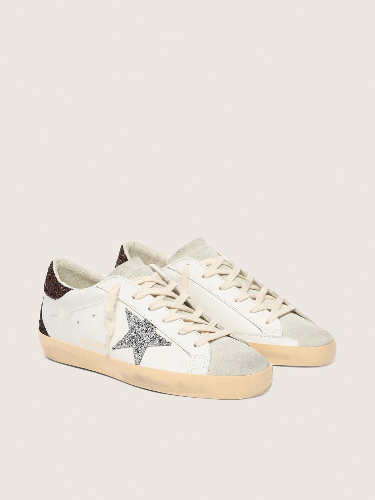 Women’s Super-Star with silver star and brown glitter heel tab