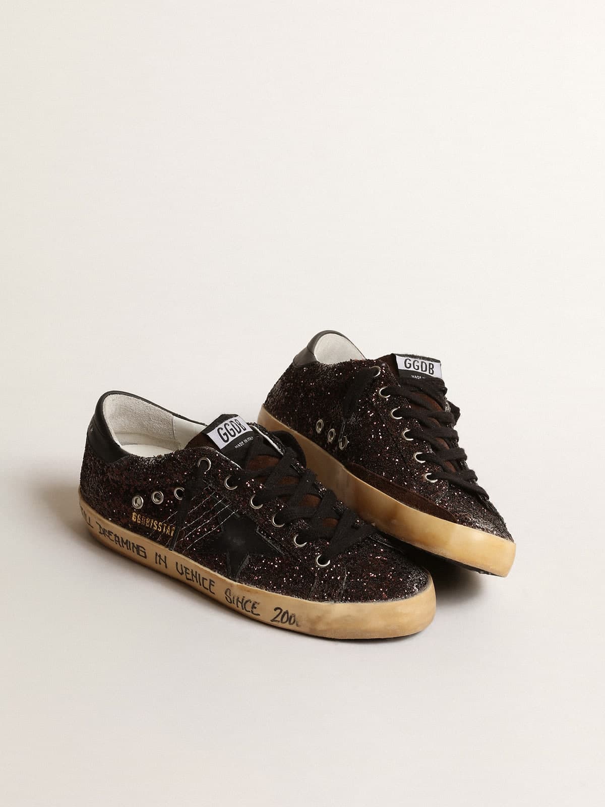 Women’s Golden Goose Super Star Light brown glitter — фото 1