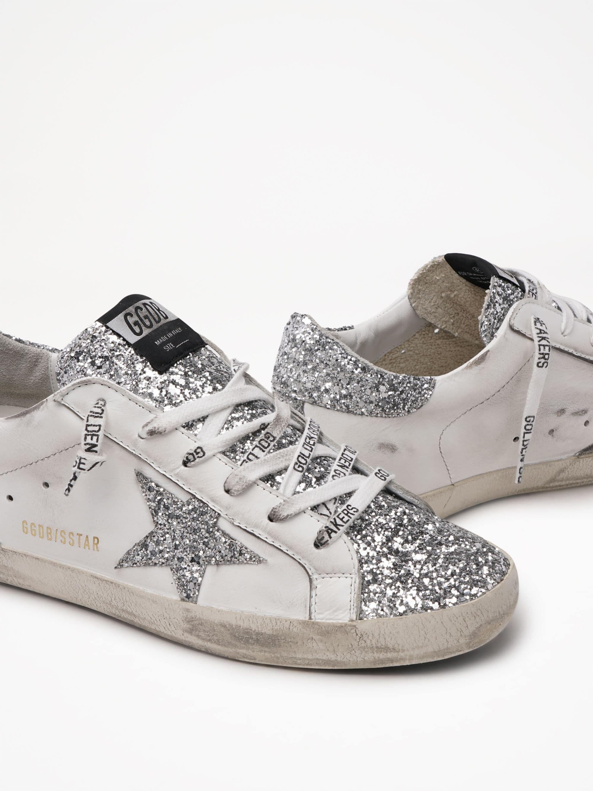 Women's Super-Star Wmns White Silver Glitters — фото 1