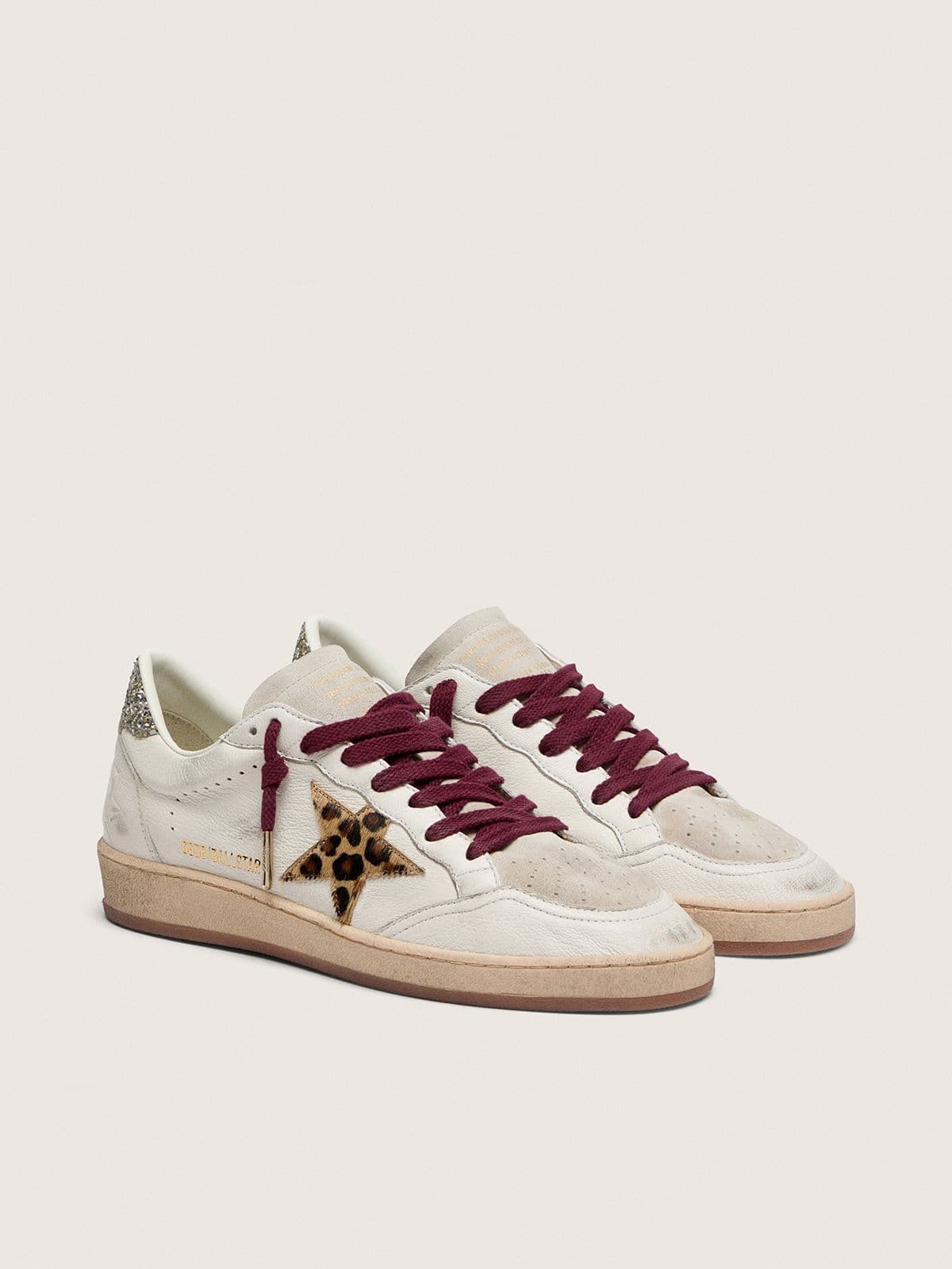 Women’s Ball Star with leopard-print pony skin star and silver glitter heel tab