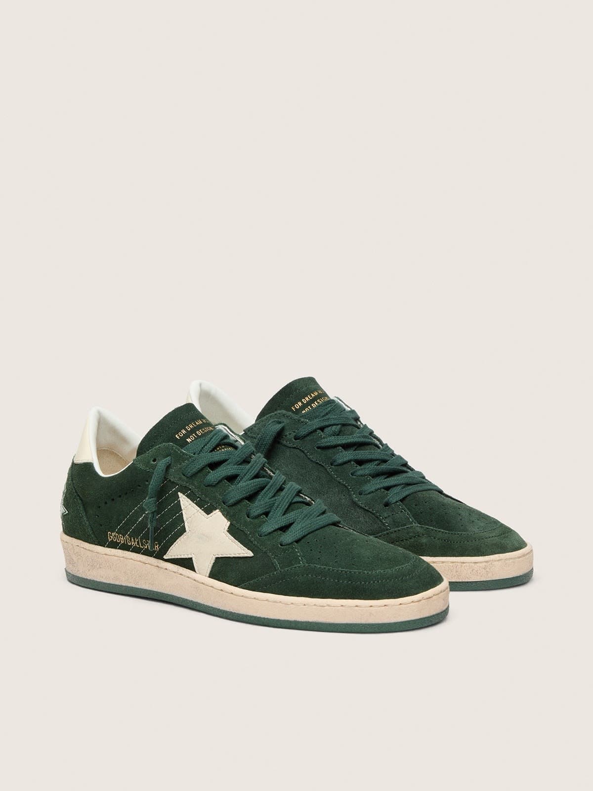 Women's Ball Star in green suede with white leather star and heel tab — фото 1