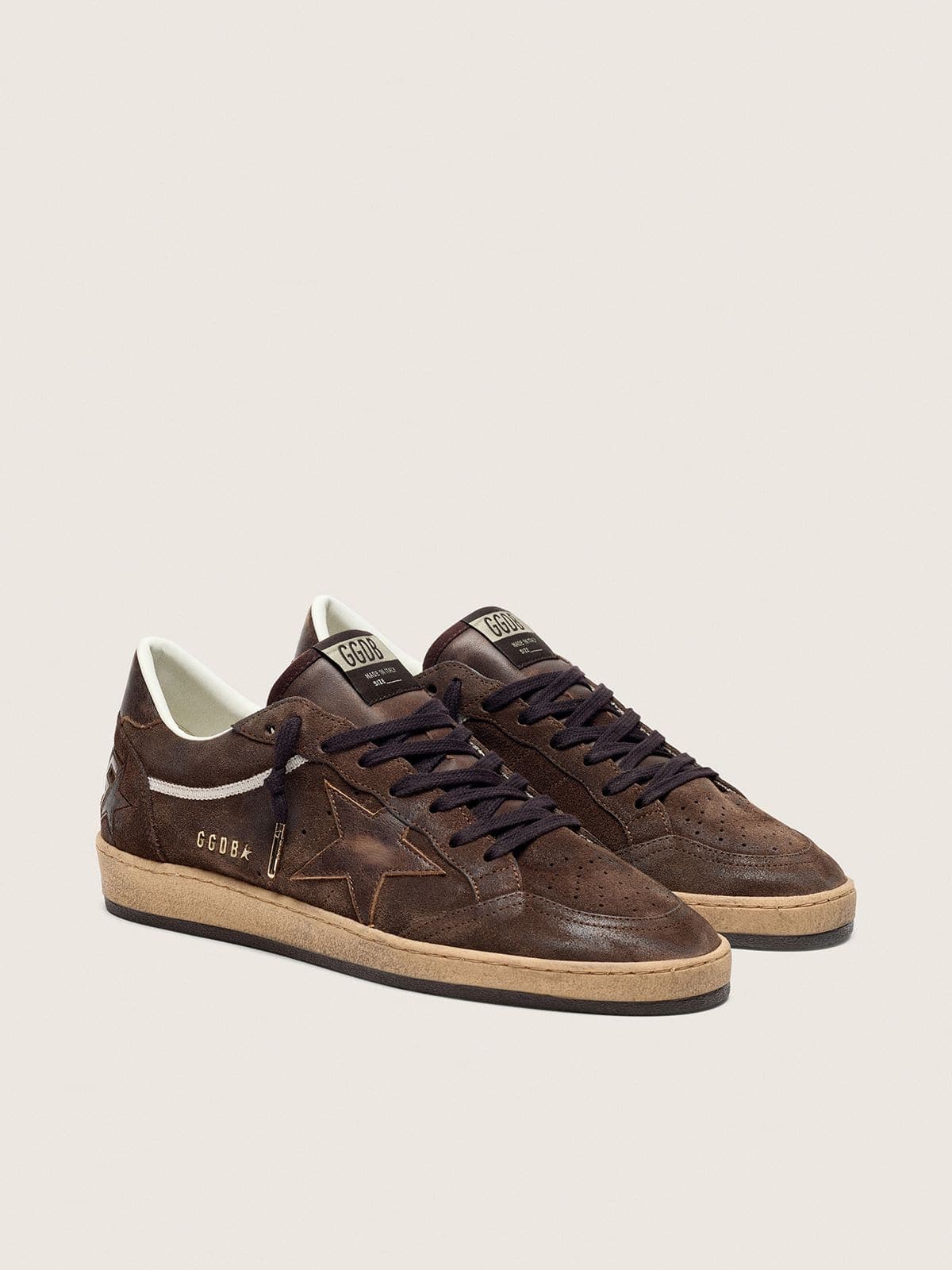 Men's Ball Star in Brown Suede With Brown Leather Star and Heel Tab — фото 1