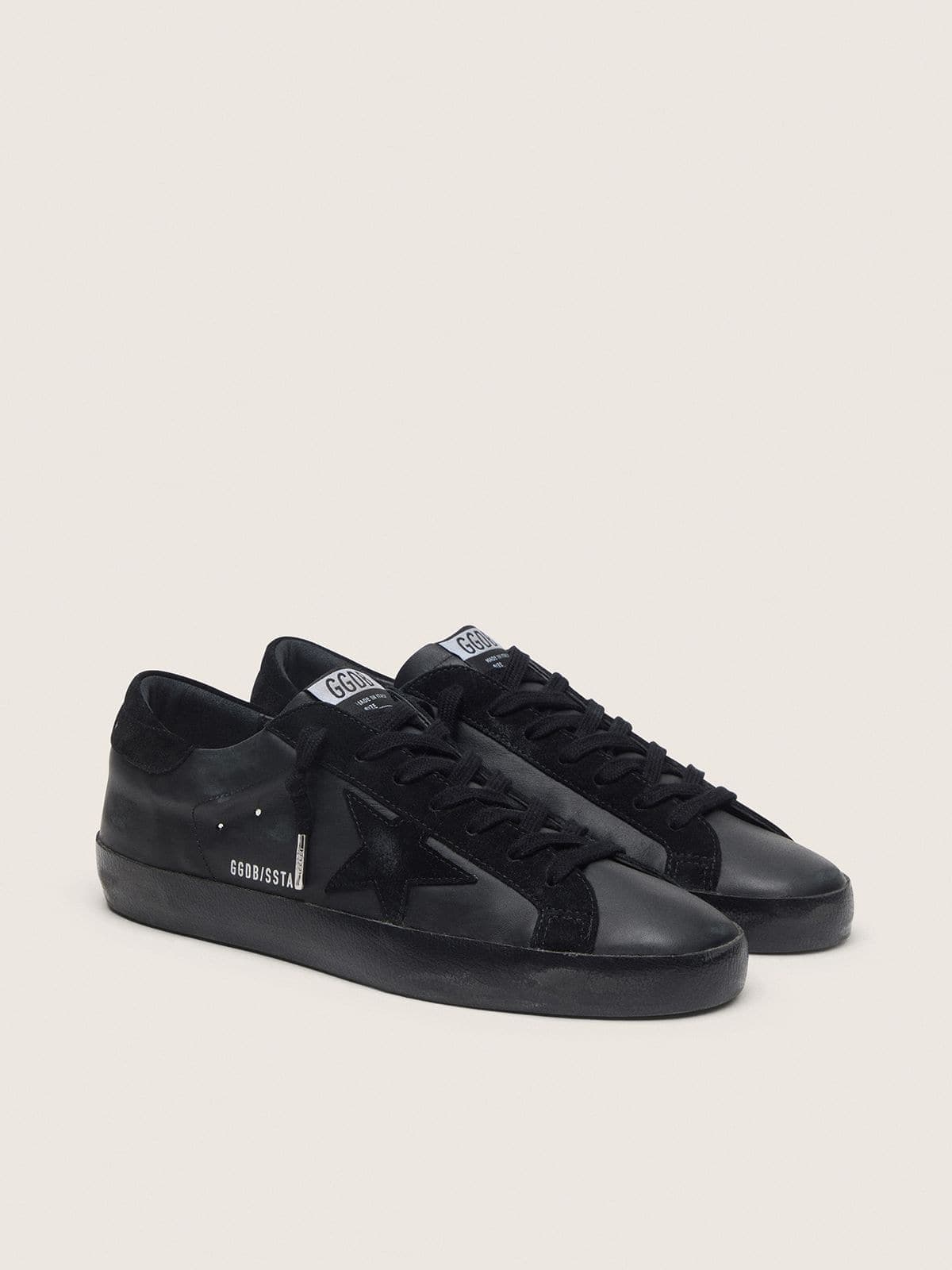 Men's Super-Star in black nappa with suede details and black foxing