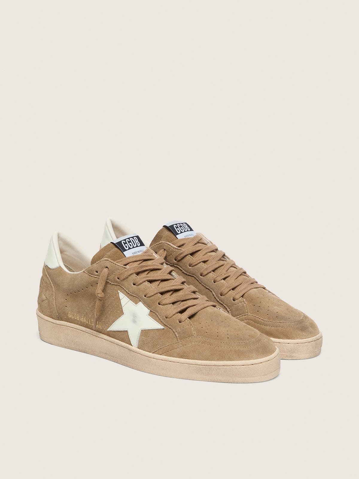 Men’s Ball Star in Brown Suede with Ice-Gray Star and Purple Heel Tab