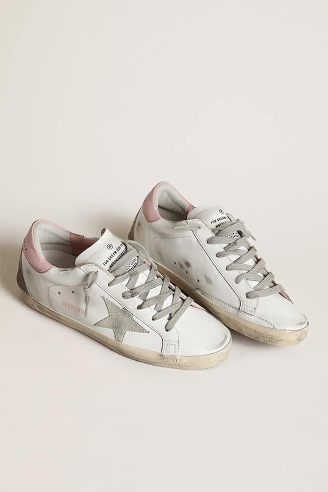 Women’s Super Star with suede star and pink heel tab