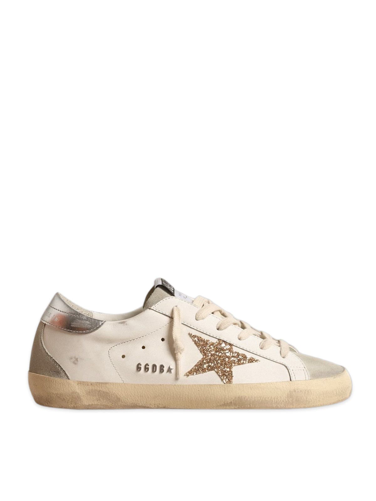 Men’s Super-Star with gold glitter star and ice-gray suede inserts