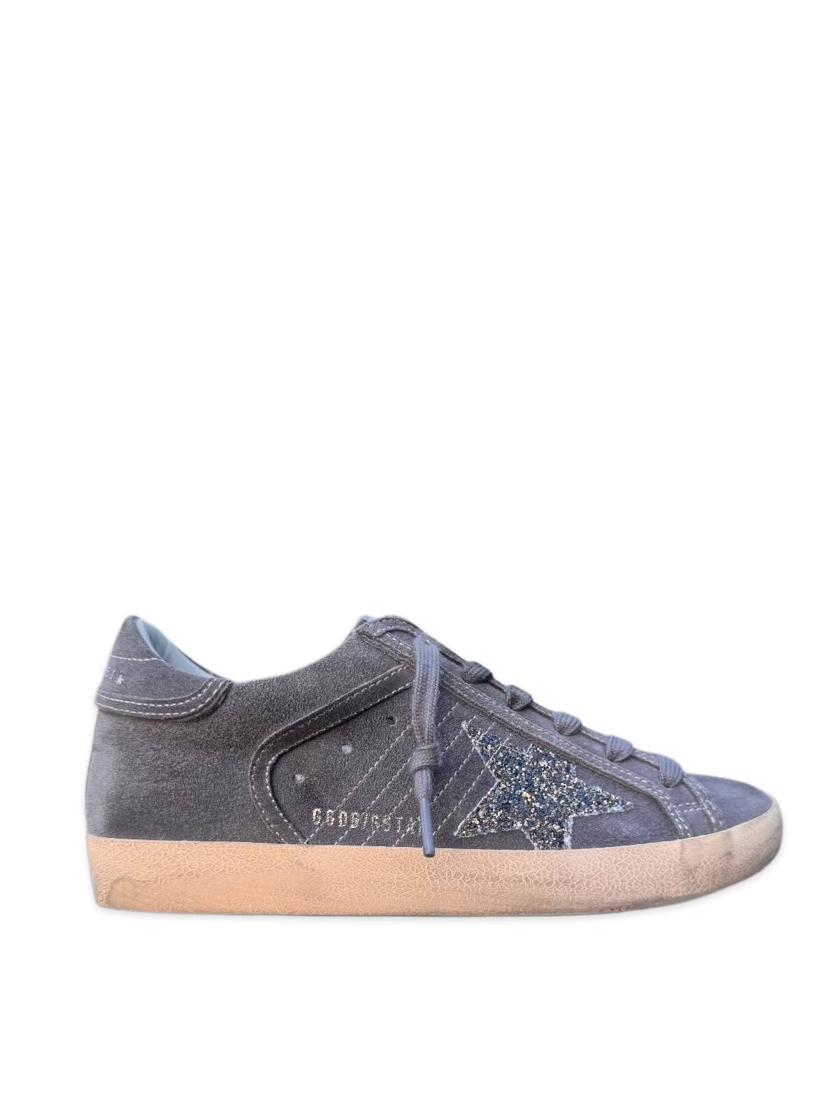 Women’s Super-Star grey glittered suede sneakers