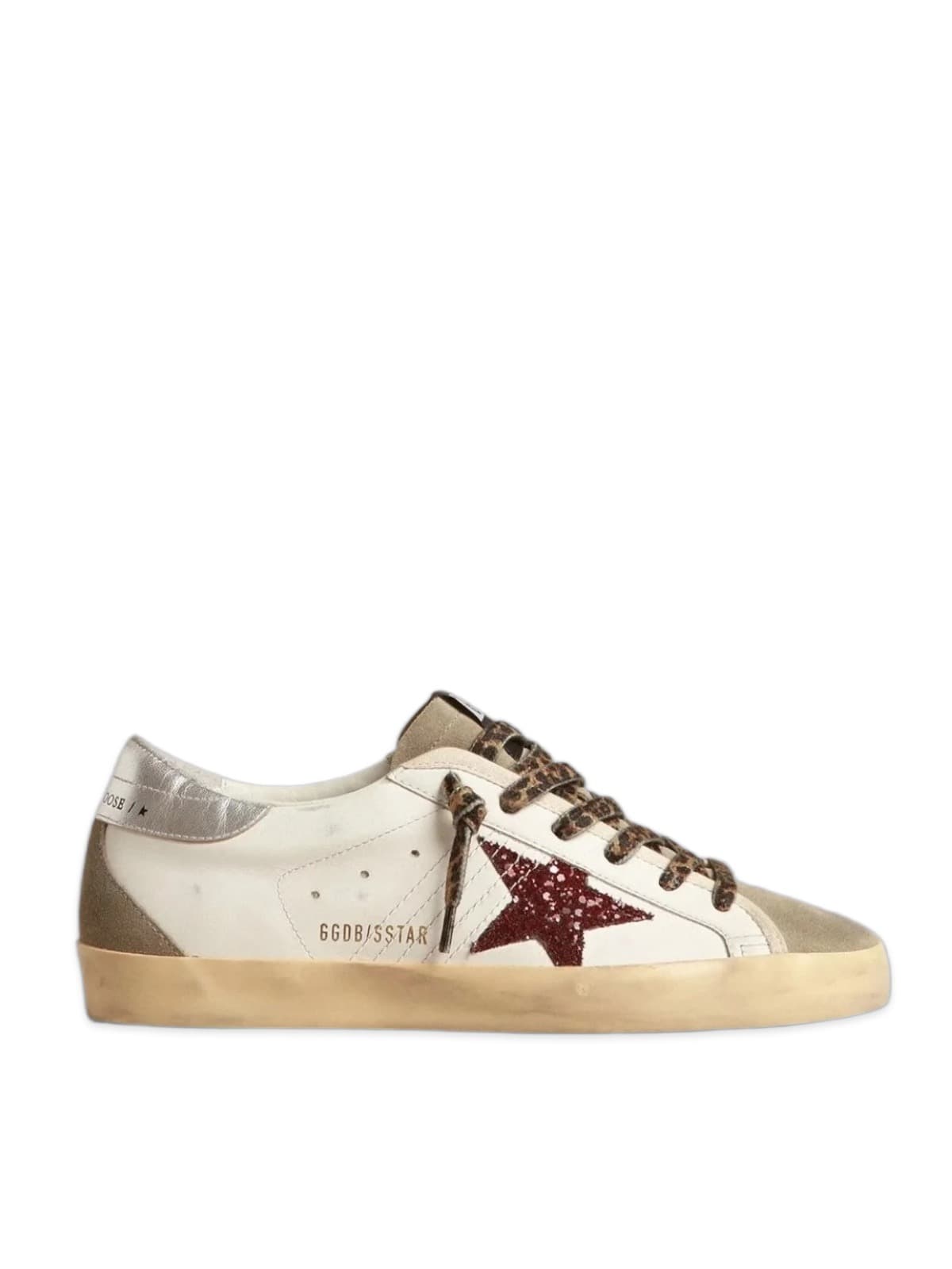 Women’s Super-Star with burgundy glitter star and silver