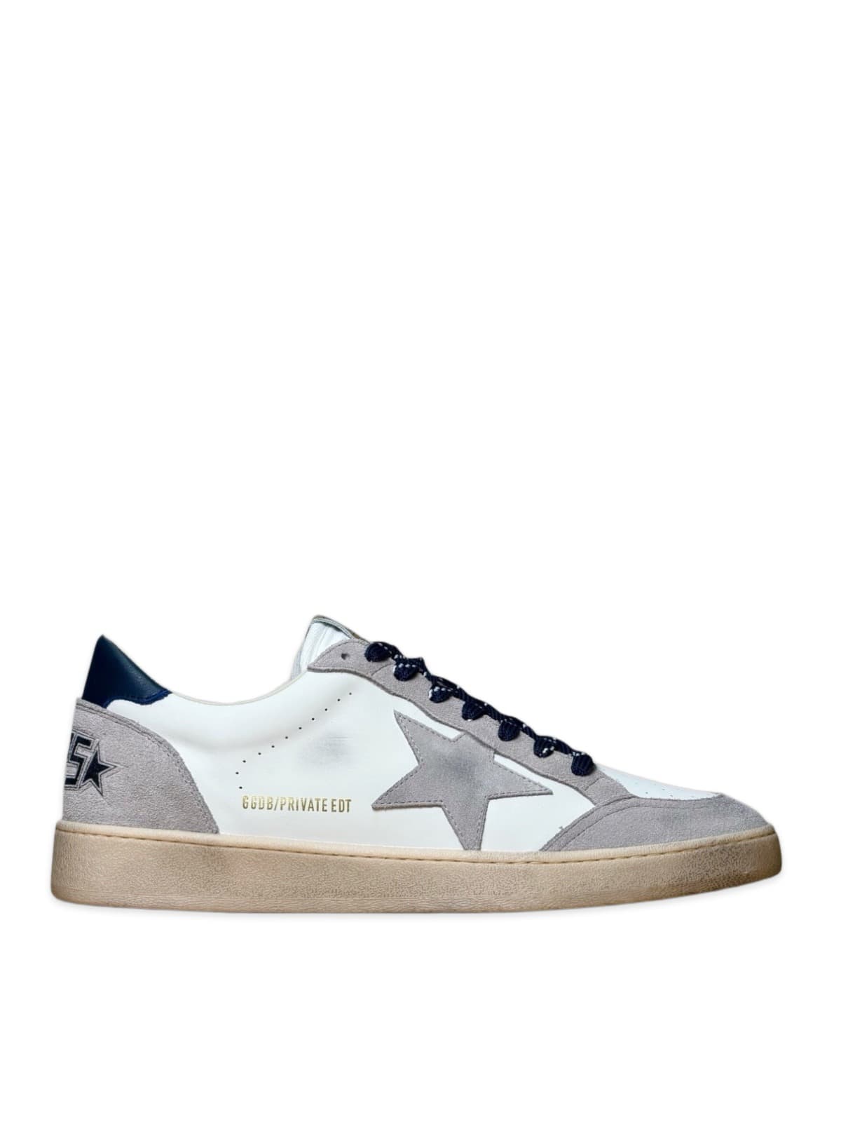 Men's Ball Star nappa leather boots in white and gray with black accent laces