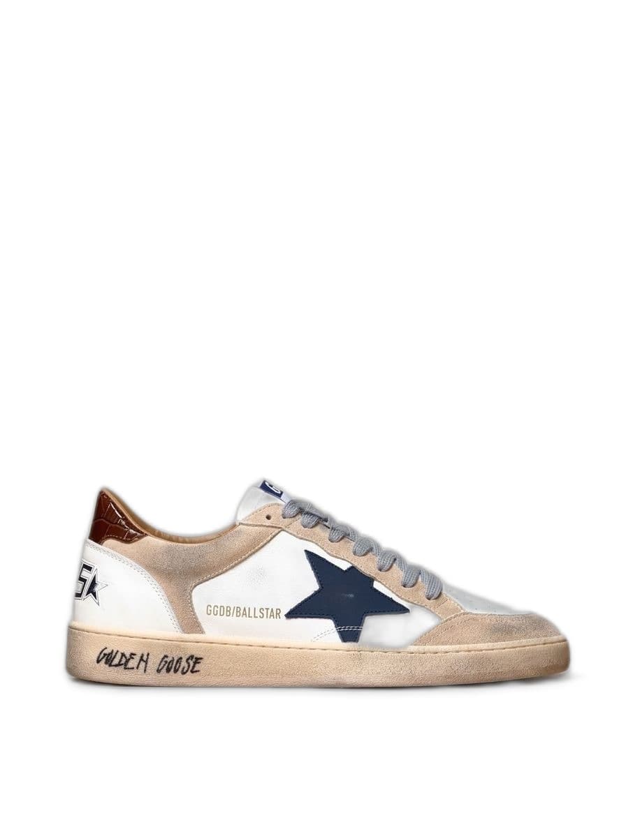 Men's Ball Star in Beige Suede With Navy Blue Star