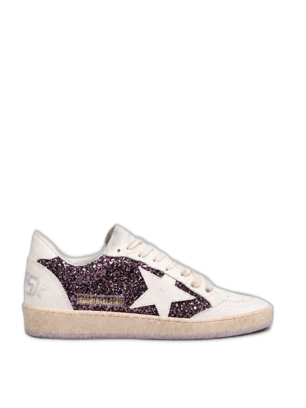 Women’s Ball Star in Purple Glitter With White Leather Star and Heel Tab