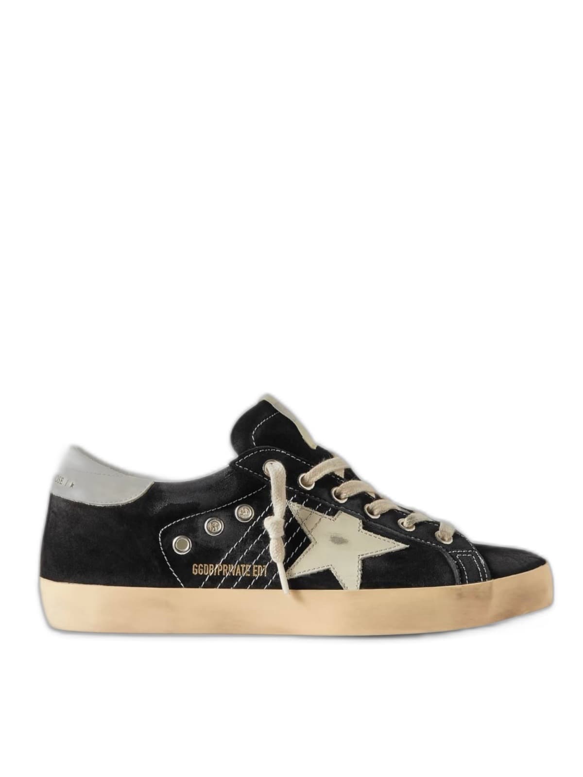 Women’s Super Star in black suede with white leather star and heel tab — фото 1