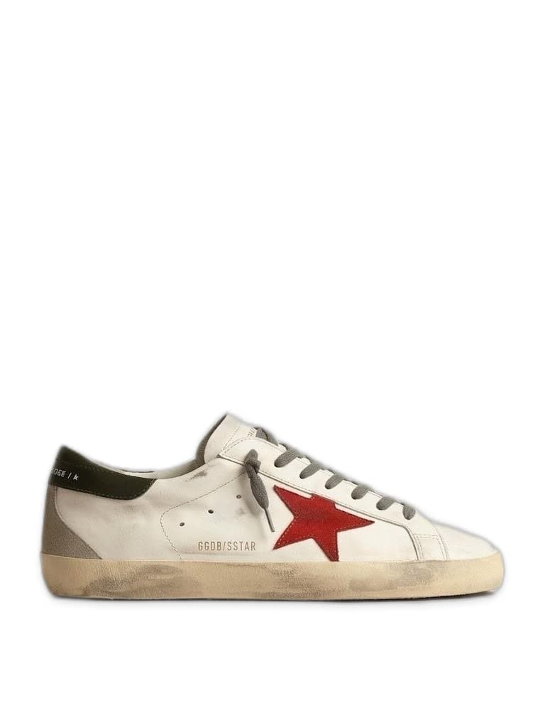 Men's Super Star with red suede star and green leather heel tab