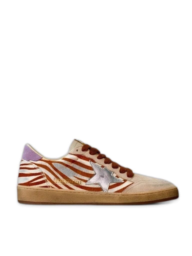 Women's Ball Star in zebra-print pony skin with silver leather star — фото 1