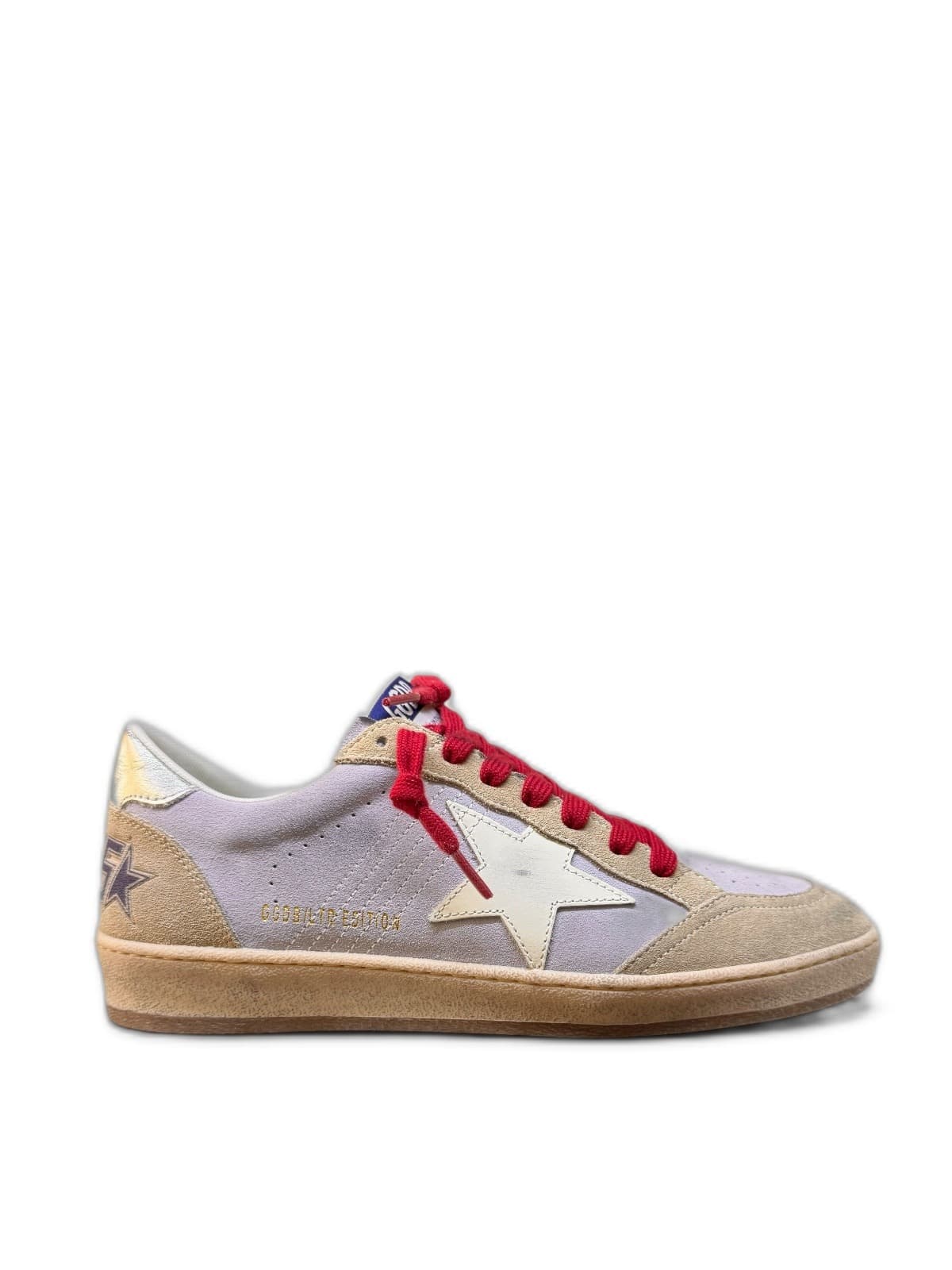 Women's Ball Star in lilac suede with a white leather star and silver heel tab — фото 1