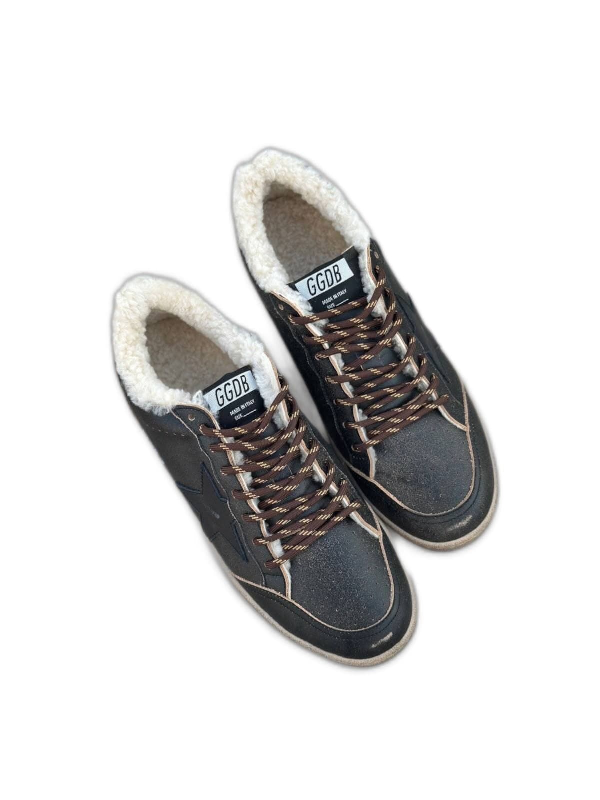 Men’s Ball Star in Black with Tone-on-Tone Star, Shearling-Style Lining and Trekking Laces
