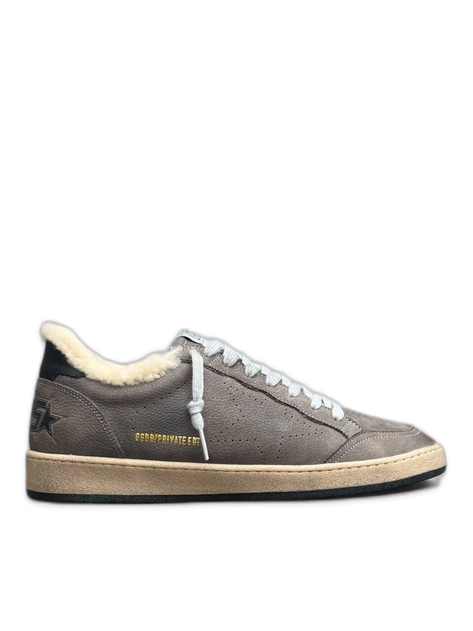Men’s Ball Star Shearling Private Edition in Taupe Leather With Black Heel Tab
