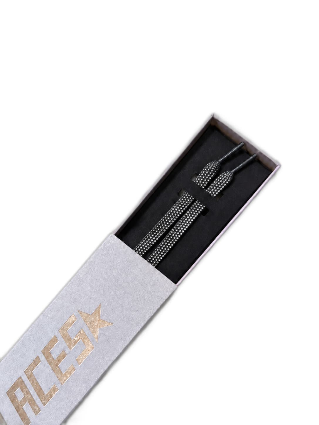 Golden Goose Black Crystal Logo Laces — Black / Silver