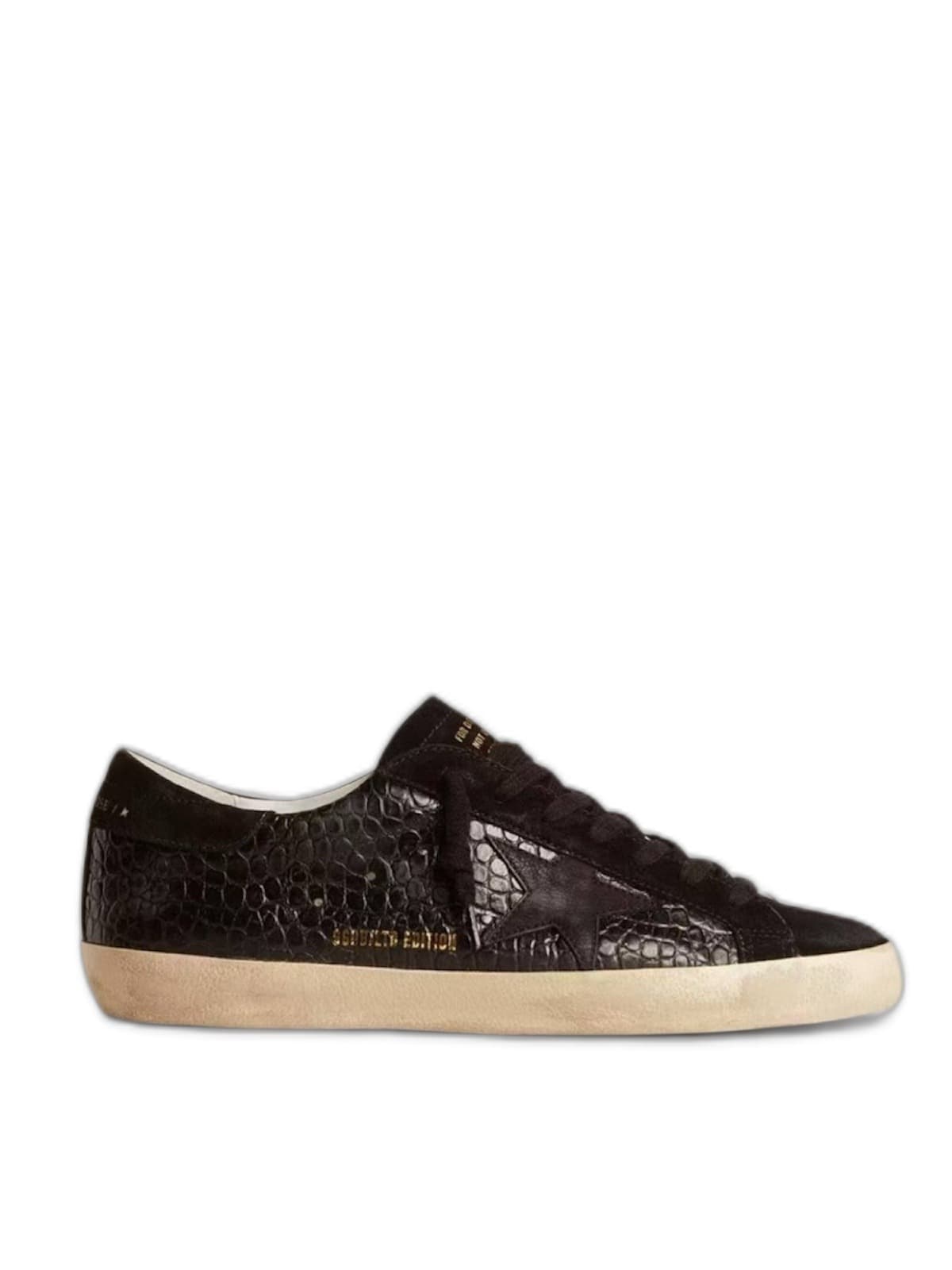 Men's Super-Star Golden Goose ltd In Crocodile-Print - Leather Black Suede InsertIs