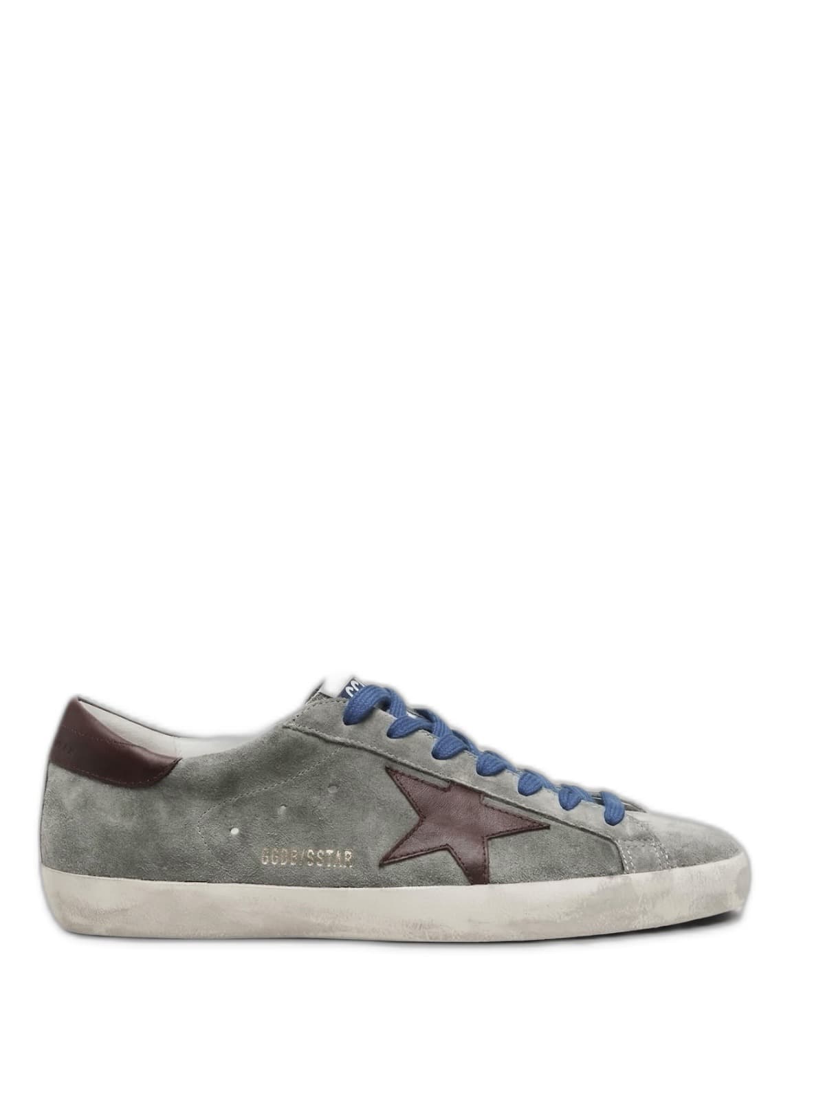 Men's Super-Star LTD in grey suede with brown leather star and brown leather heel