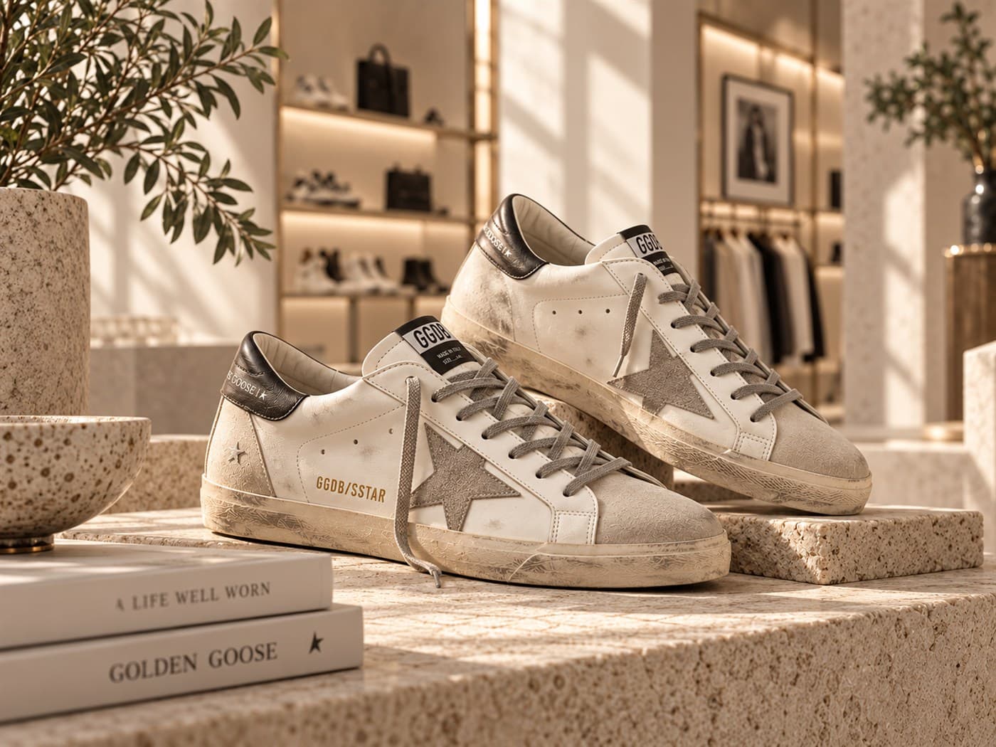 Кеды Golden Goose в премиальном интерьере бутика
