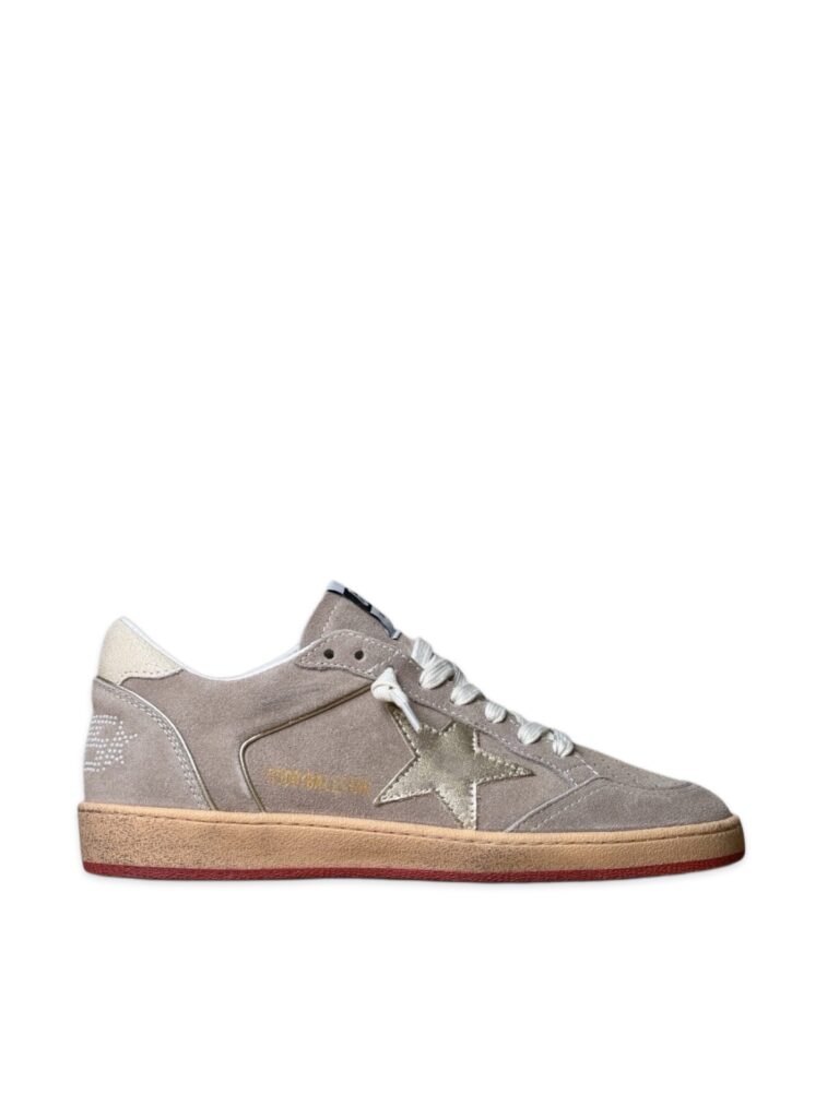 Women's Ball Star in beige suede with gold metallic leather star and bead lettering