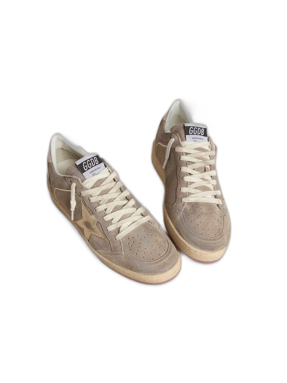 Women's Ball Star in beige suede with gold metallic leather star and bead lettering 1 Women's Ball Star in beige suede with gold metallic leather star and bead lettering
