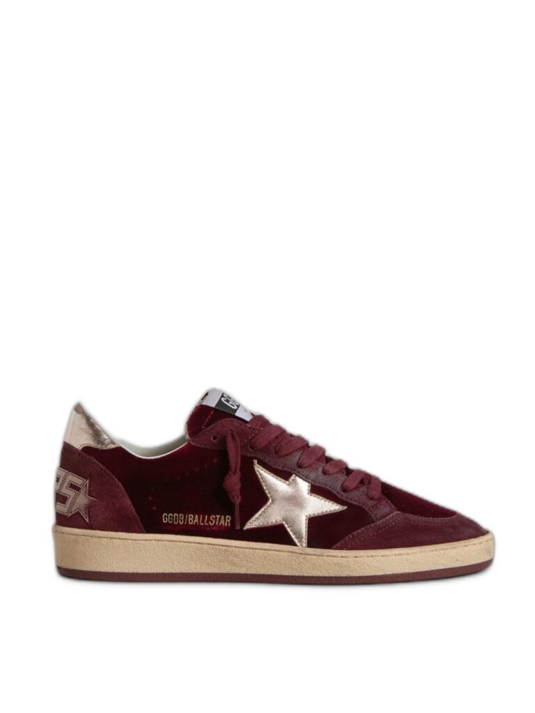 Women’s velvet ruby red with star and heel tab