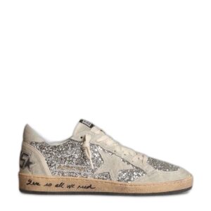 Women’s Ball-Star in silver glitter with ice-gray suede inserts