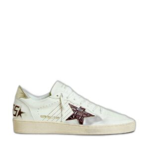 Women’s Ball Star with burgundy croc-print leather star and gold heel tab