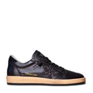 Men's Ball Star Donna in nappa nera con stella in glitter neri e talloncino in suede
