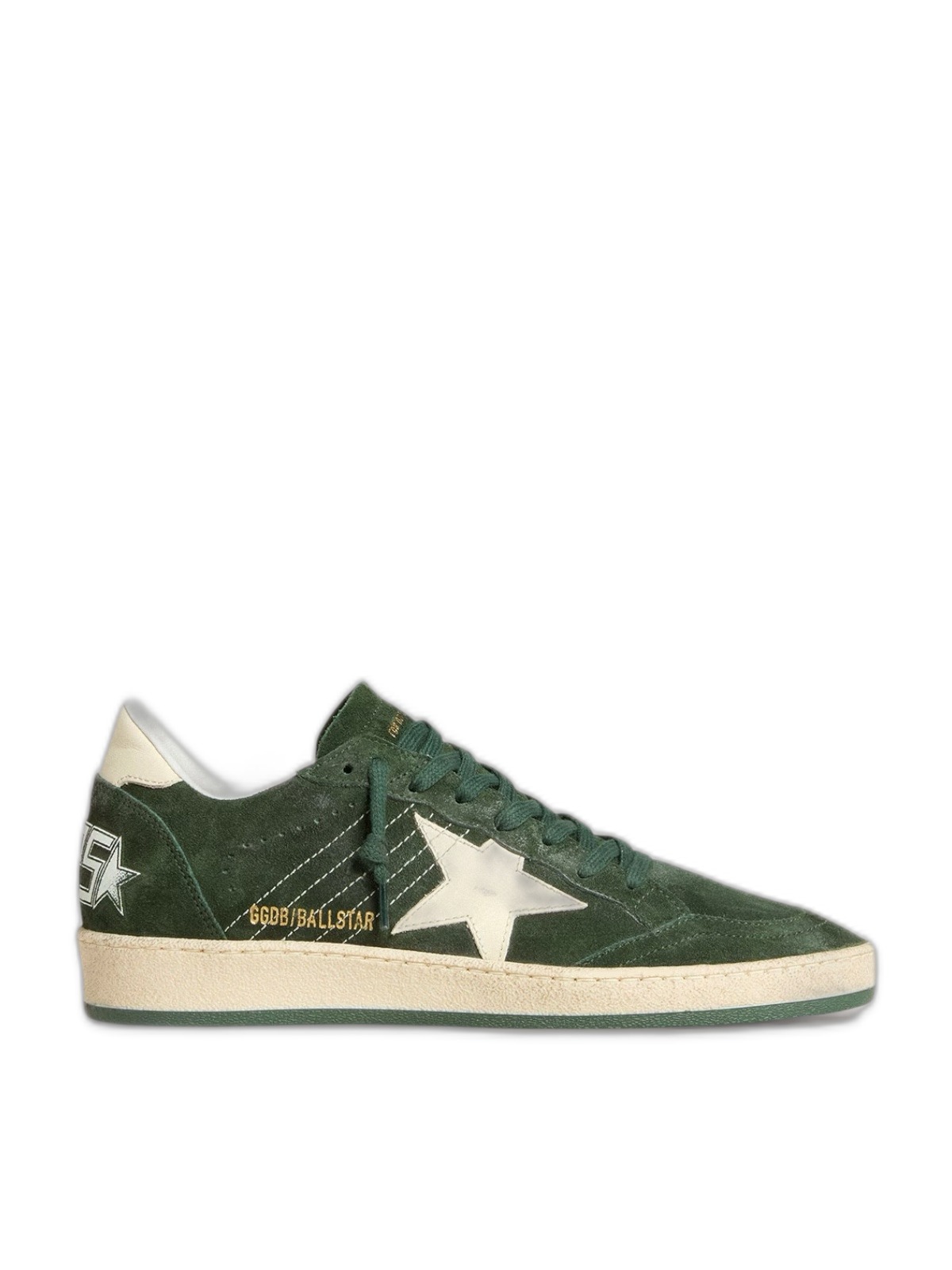 Men's Ball Star in green suede with white leather star and heel tab 1 Men's Ball Star in green suede with white leather star and heel tab