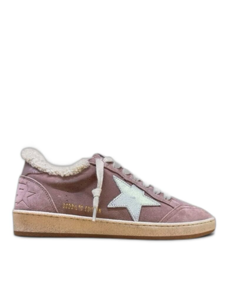 Women’s Ball Star Shearling in Powder-Pink Suede With White Star