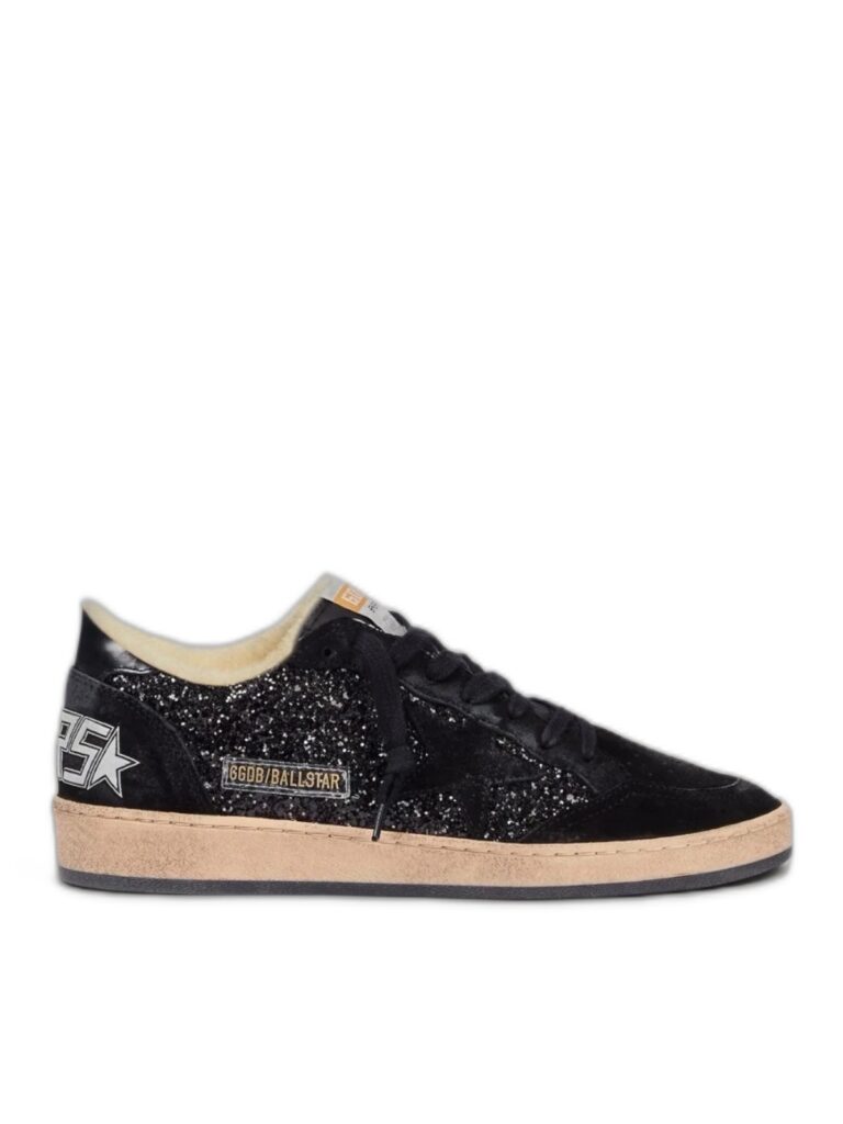 Women’s Ball Star in black glitter with black suede inserts