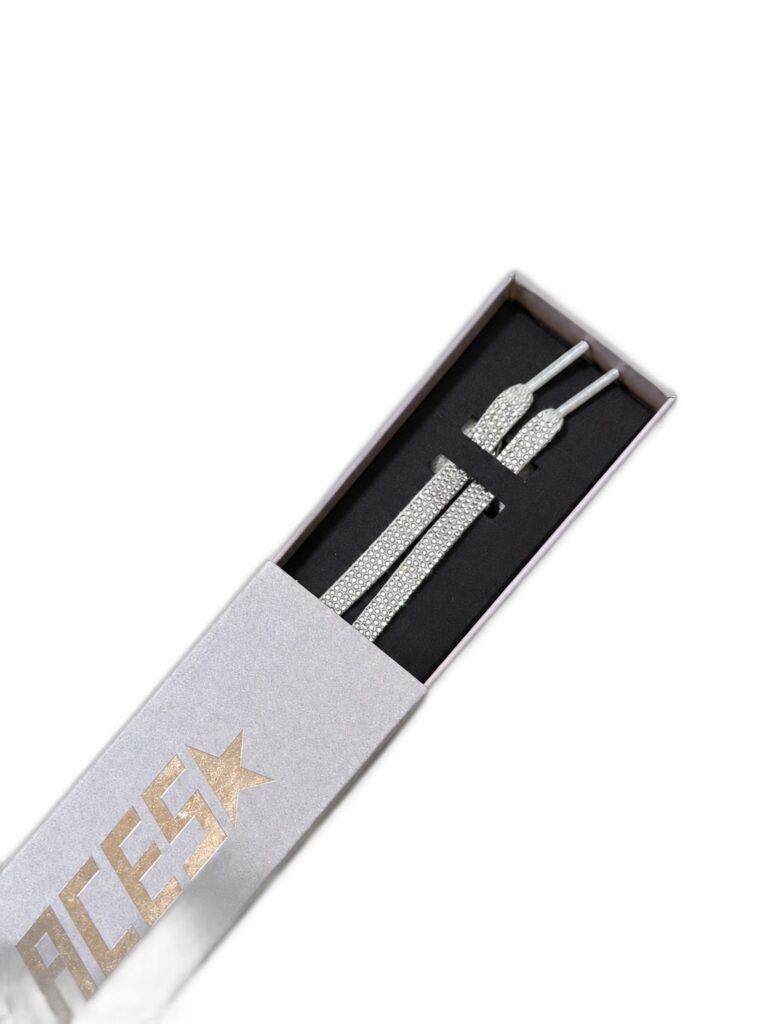Golden Goose Crystal Logo Laces — Silver / White