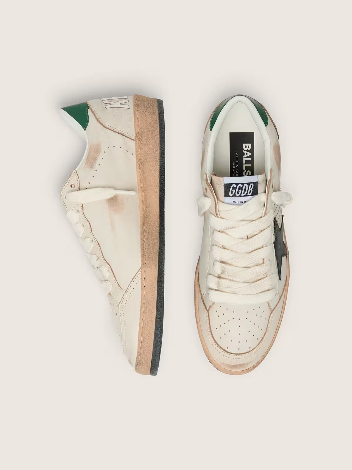 Men’s Ball Star with black leather star and green leather heel tab