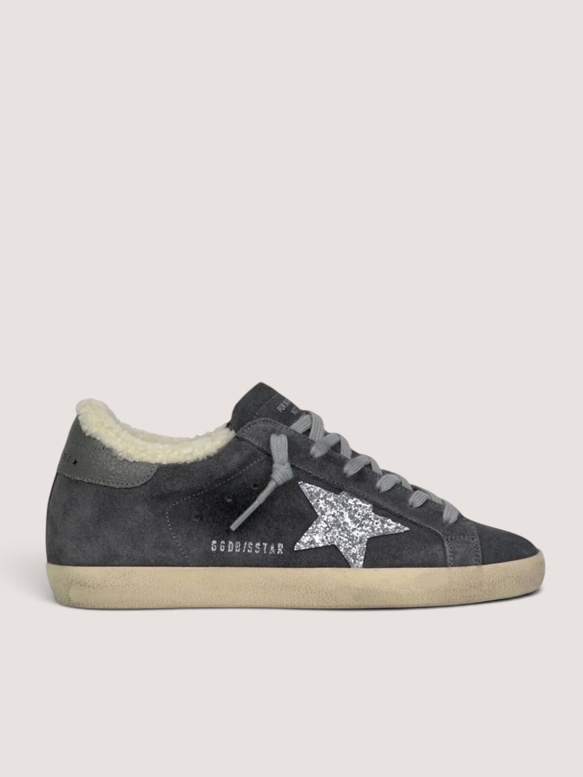 Women’s Super Star Shearling in Anthracite Suede With Silver Glitter Star — изображение 2