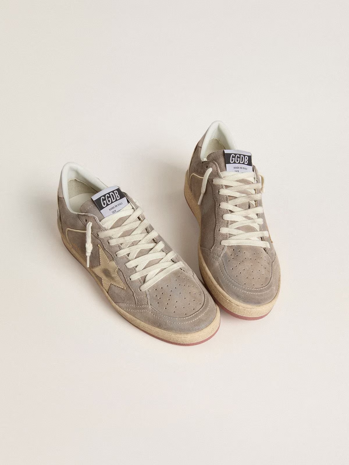Women's Ball Star in beige suede with gold metallic leather star and bead lettering — изображение 2