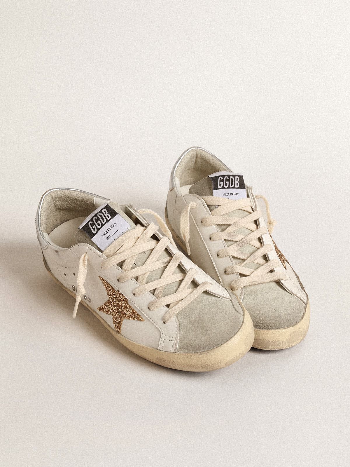 Men’s Super-Star with gold glitter star and ice-gray suede inserts — изображение 4