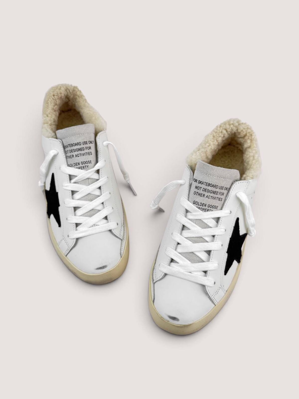 Women’s Ball Star Shearling in White Leather With Black Star and Silver Heel Tab — изображение 3