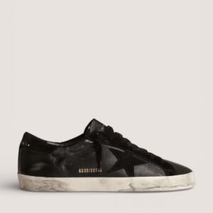 Men's Super-Star in black nappa with black suede star and heel tab