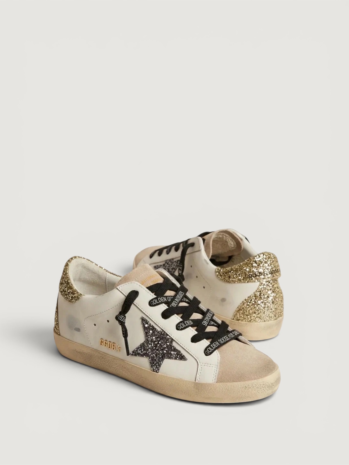 Women’s Super Star with black glitter star and gold glitter heel tab — изображение 3