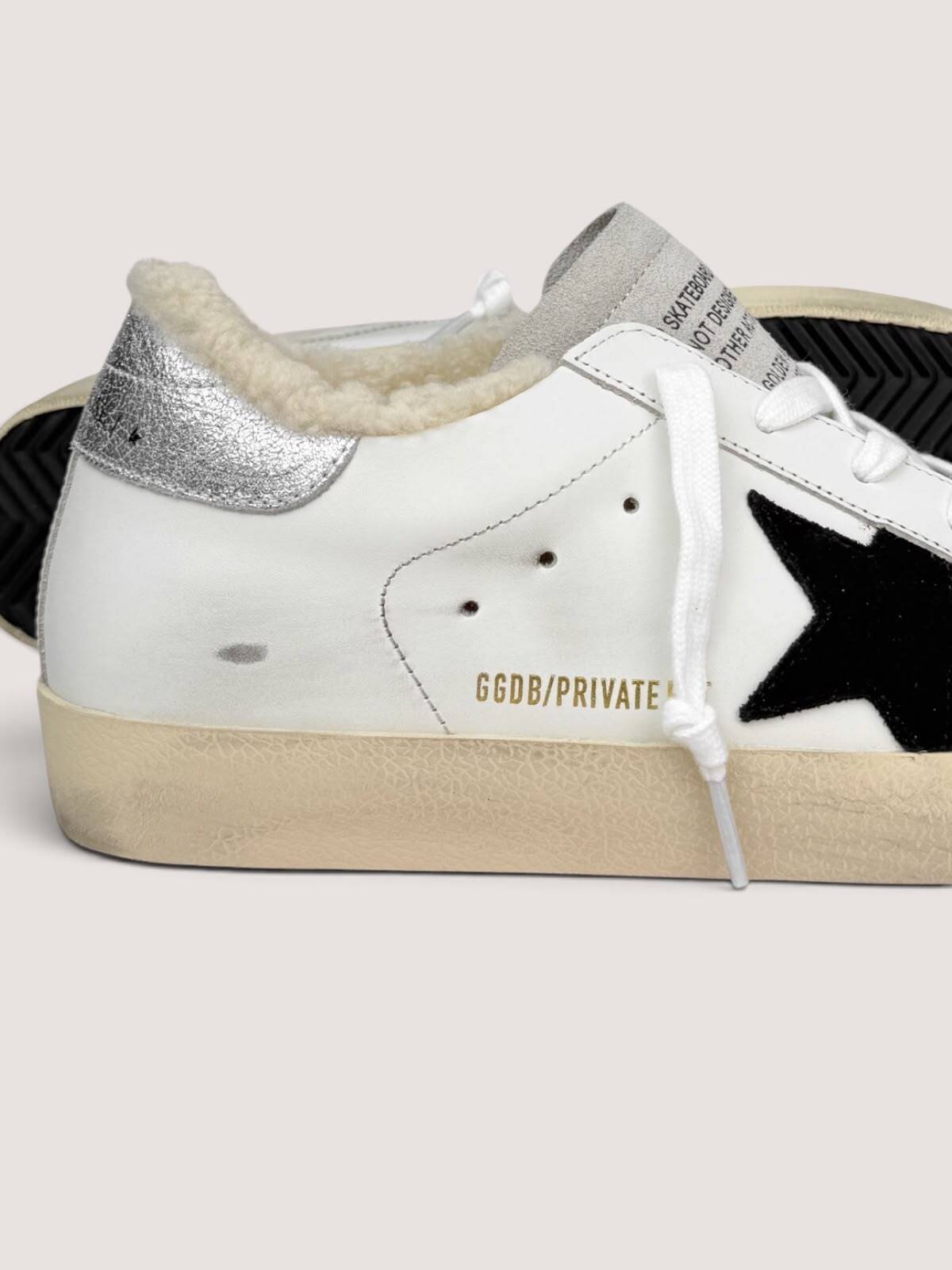Women’s Ball Star Shearling in White Leather With Black Star and Silver Heel Tab — изображение 4