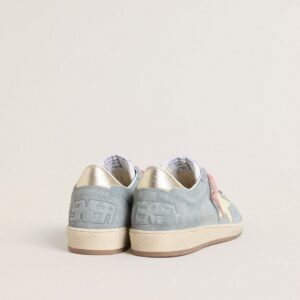 Women's Ball Star in powder-blue suede with cream-colored leather star