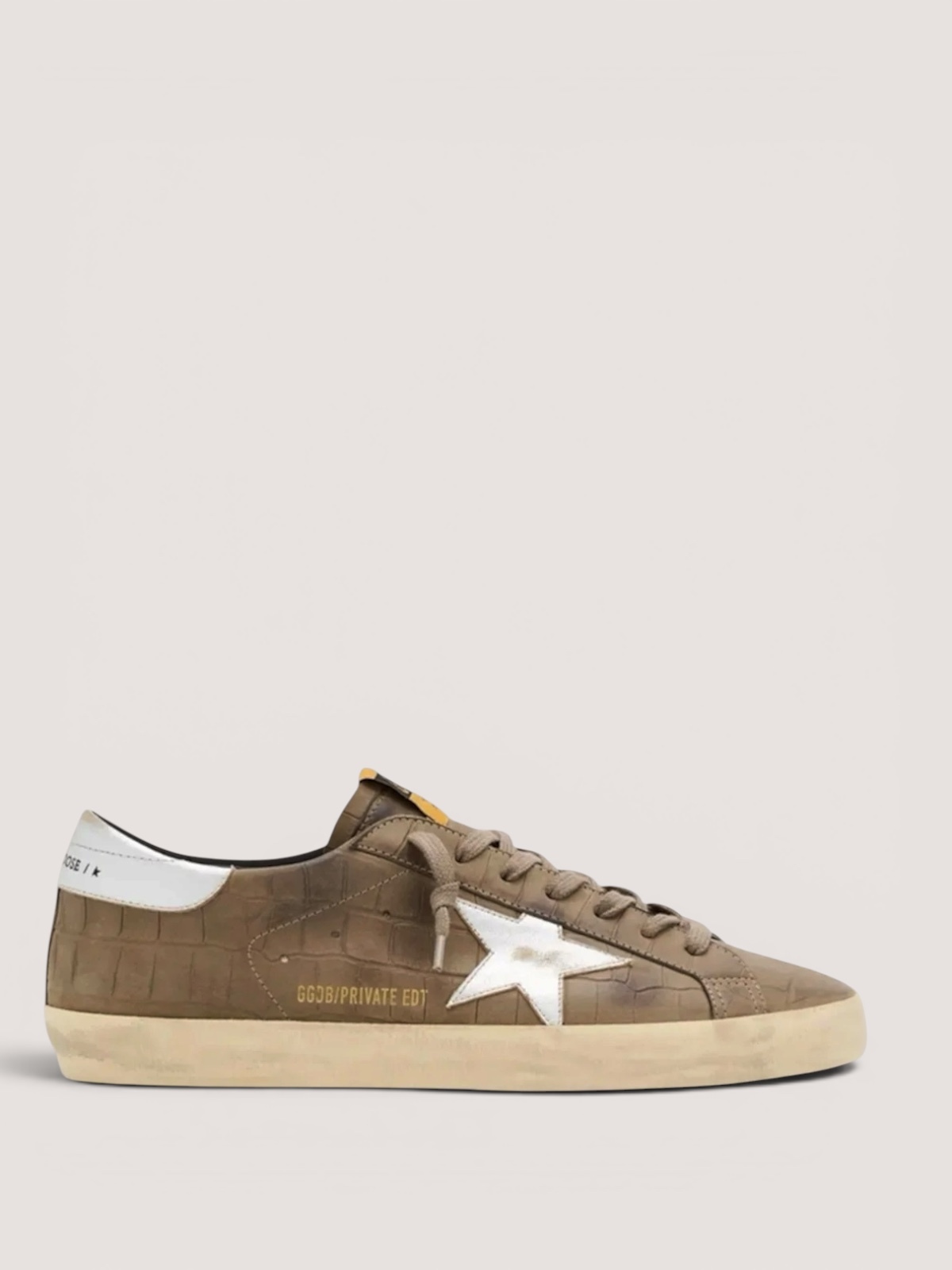 Men's Super Star in brown nappa with croco-print