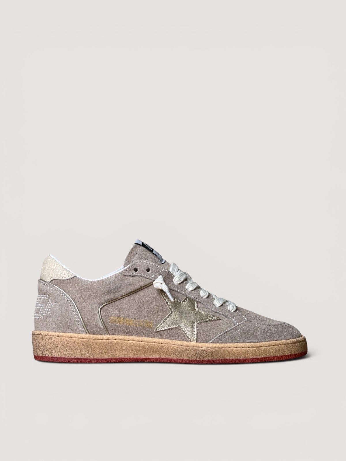 Women's Ball Star in beige suede with gold metallic leather star and bead lettering — изображение 2