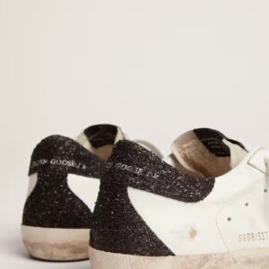 Women’s Super-Star in nappa leather with gold glitter star and black glitter heel tab