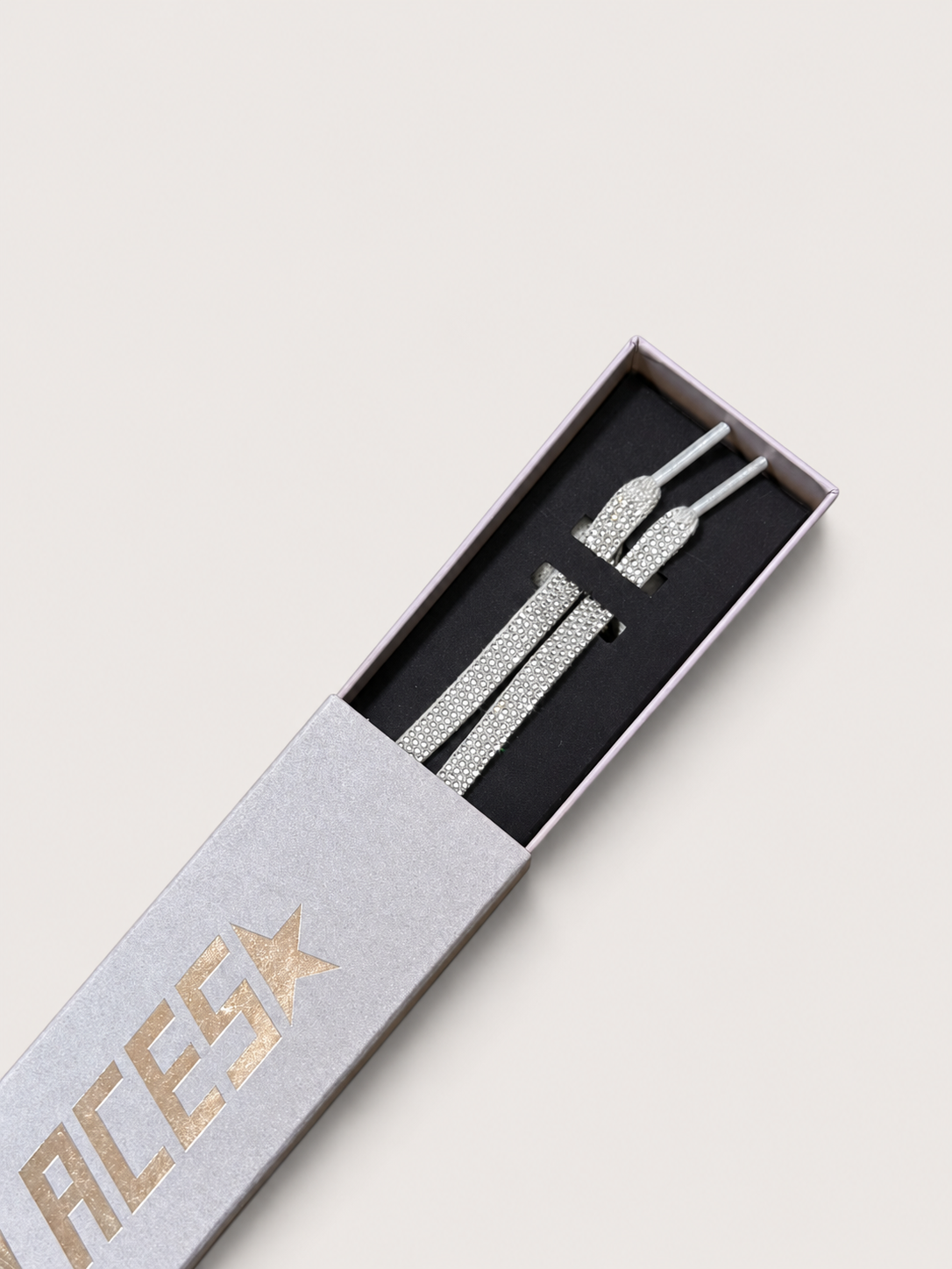 Golden Goose Crystal Logo Laces — Silver / White